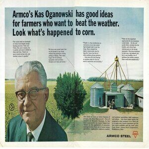 1967 Armco Steel Farmers Beat The Weather Corn Vintage Magazine Print Ad/Poster